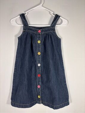 Gymboree Girls Denim Sundress Colorful Button Front Cotton Dress Size 8